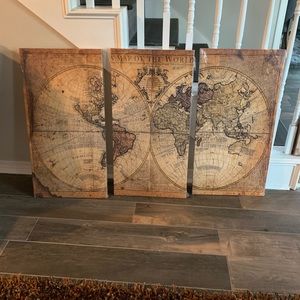 *****SOLD*****3 Panel Globe Wall Art